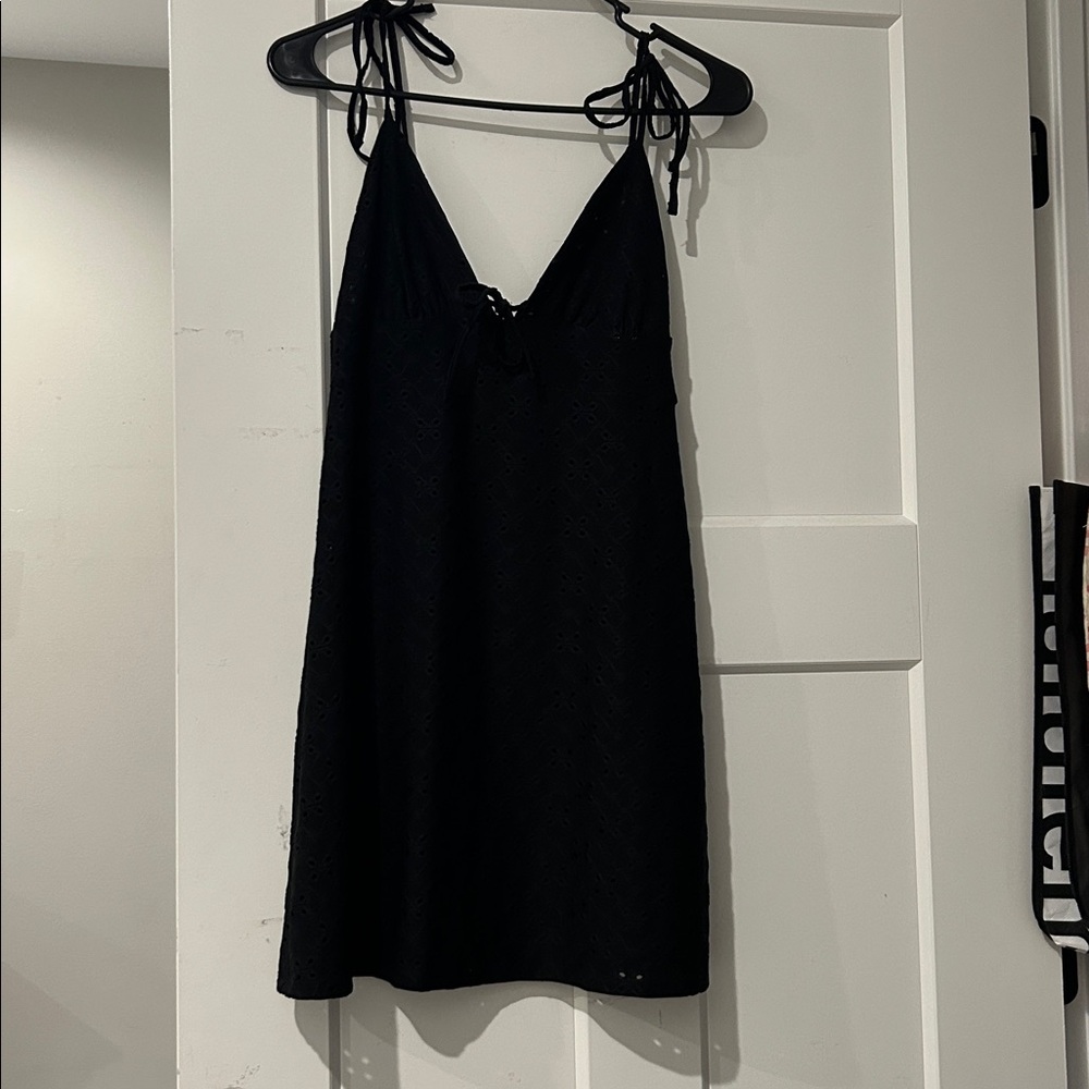 Black Sleeveless Dress with Tie Straps